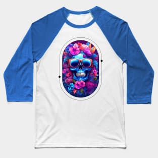 Skull and Flowers Baseball T-Shirt